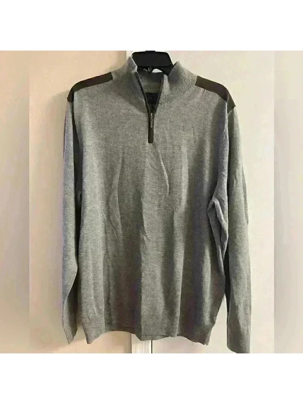 THOMAS PARKER NWT Mens Grey Wool Blend 1/4 Zip Pullover Sweater, XL.